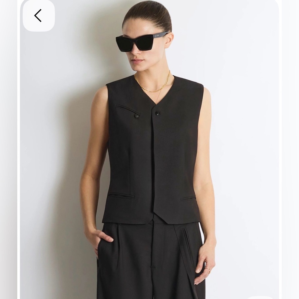 Roucha Vasarely Vest Black Sleeveless Tailored Vest NWT